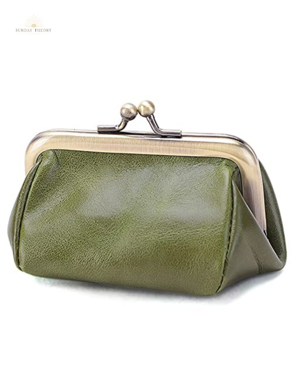 Genuine Leather Kiss Lock Clutch Purse Retro Coin Wallet Small Cute Women's Bag